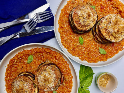 2. Eggplant Parmesan with Tomato Risotto