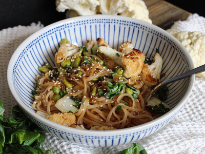1. Sweet Sesame Cauliflower Noodle Bowl