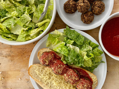 1. Mushroom Meatball Subs with Caesar Salad