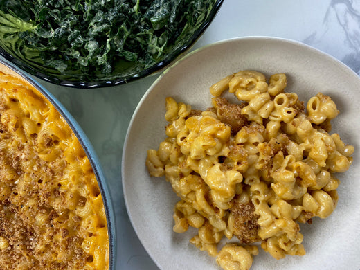 1. Baked Mac & Cheese with Lemony Kale Salad