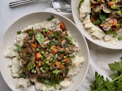 3. Mushroom Stew Over Mashed Potatoes
