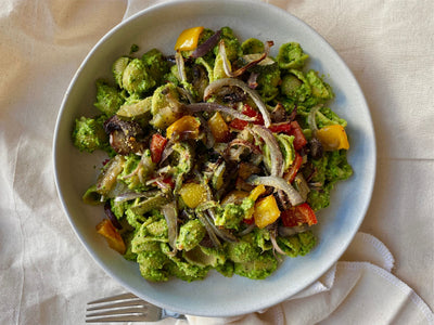 3. Broccoli Pesto Pasta with Roasted Vegetables