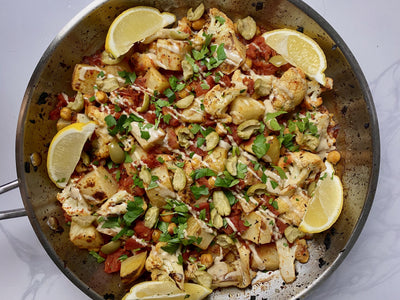 4. Mediterranean Potato, Chickpea, and Cauliflower Skillet