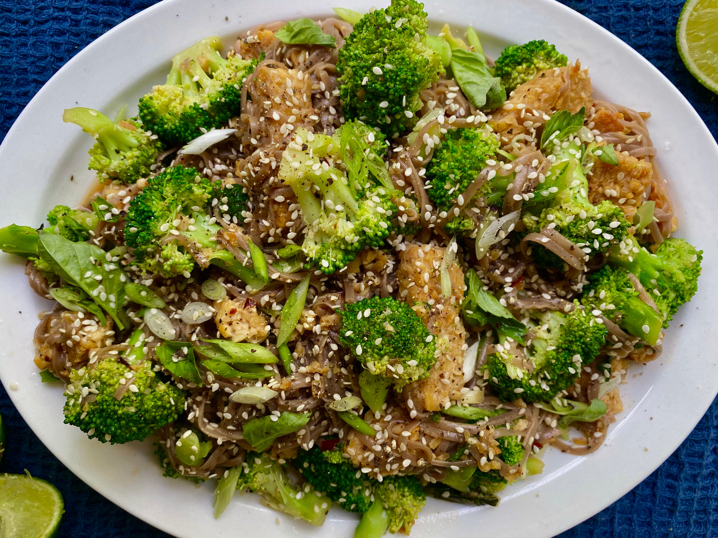 Spicy Sesame Soba Noodles with Tempeh and Broccoli