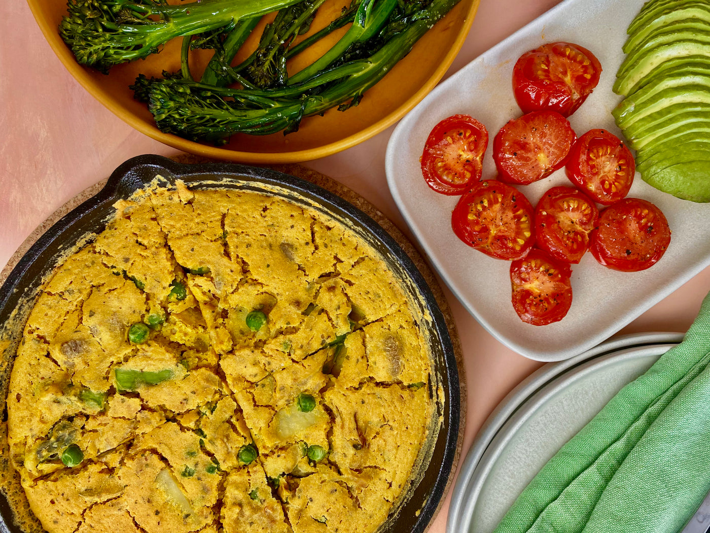 Spring Frittata with Roasted Tomatoes and Broccolini